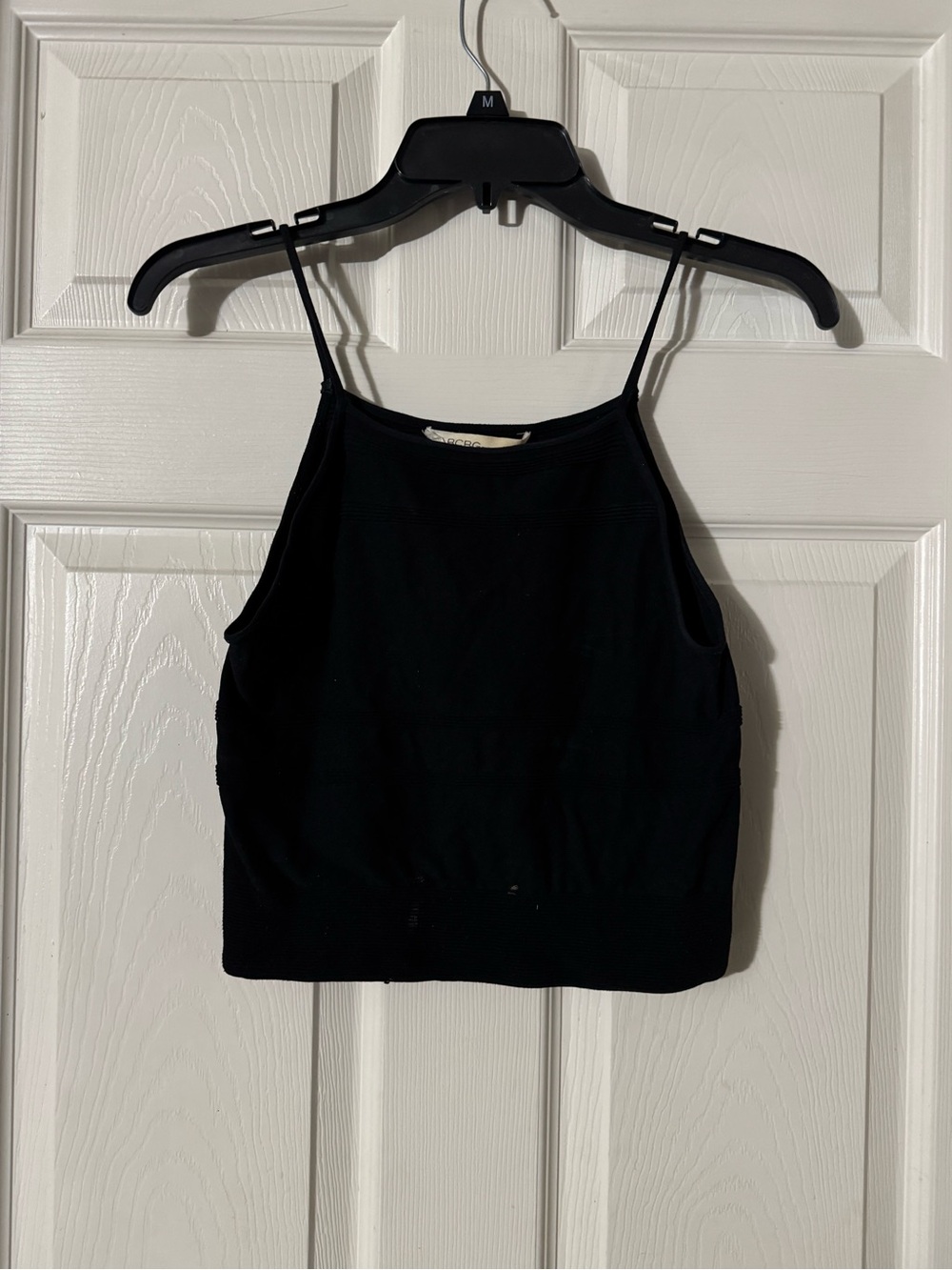 Black Women's Ribbed Crop Tank Top -